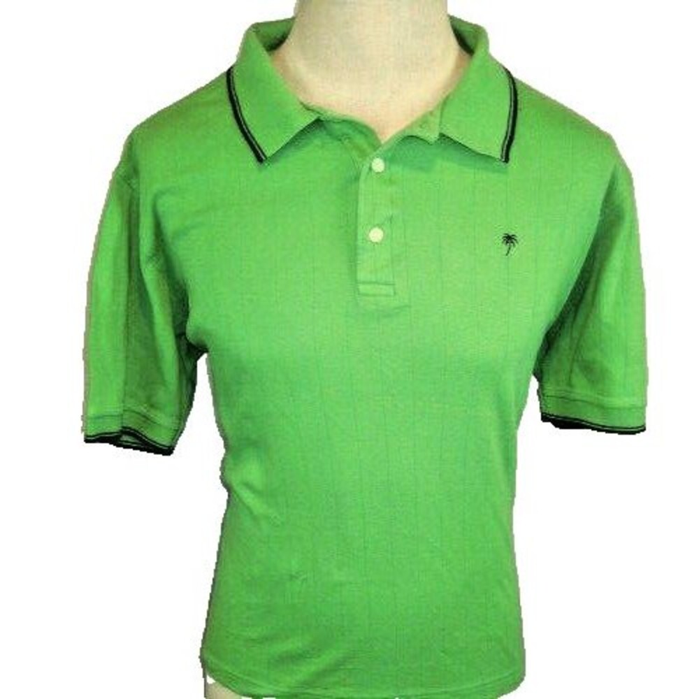 Mens Palm Beach Golf Green Cotton SS Golf Polo Rugby Casual Shirt sz M